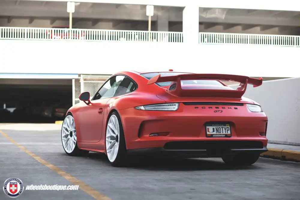 Matte Red Porsche 991 GT3 on HRE P200 Wheels