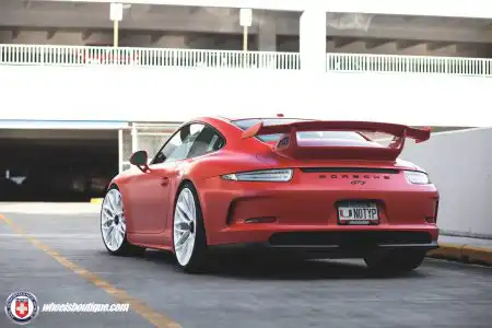 Matte Red Porsche 991 GT3 on HRE P200 Wheels