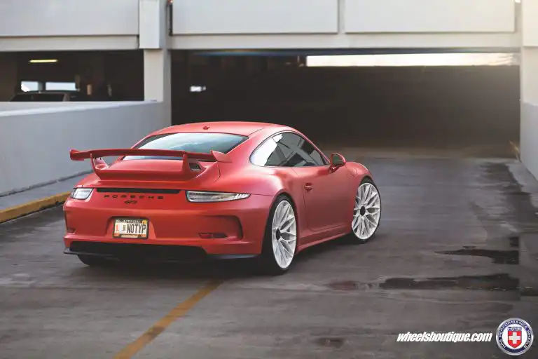 Matte Red Porsche 991 GT3 on HRE P200 Wheels