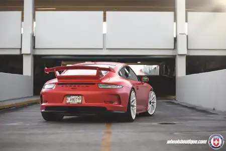 Matte Red Porsche 991 GT3 on HRE P200 Wheels