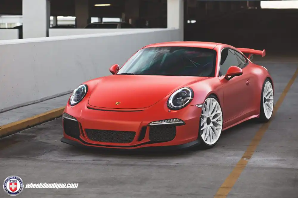 Matte Red Porsche 991 GT3 on HRE P200 Wheels