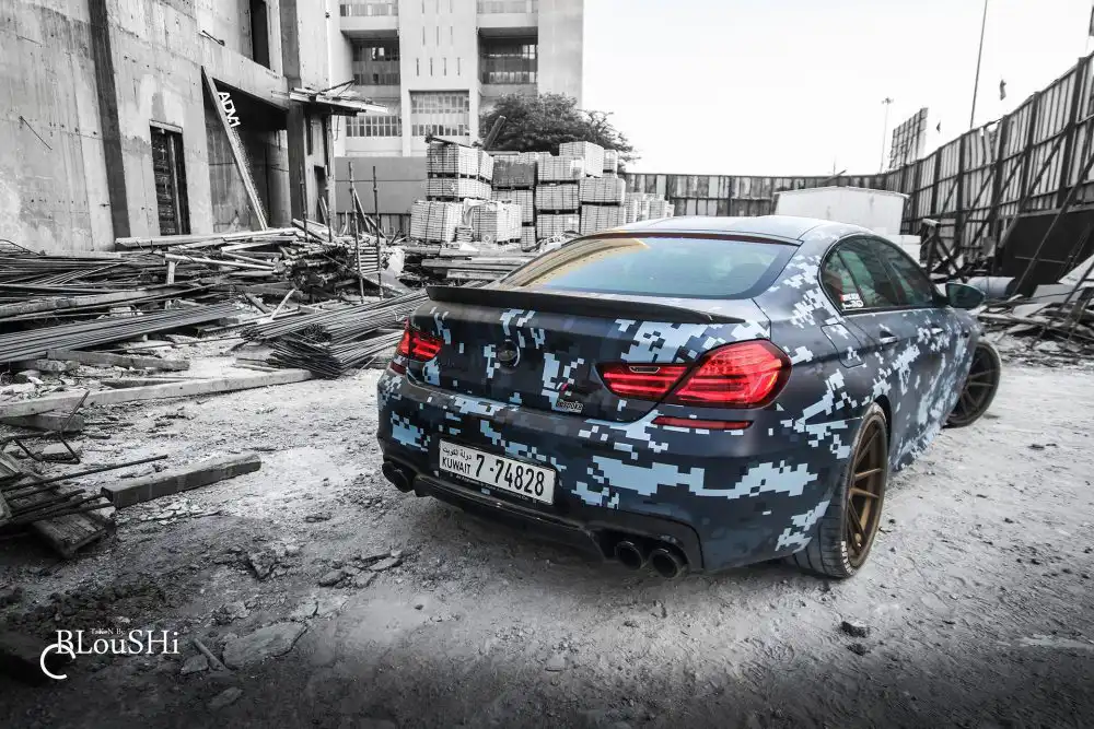 Blue Digital Camouflage Wrap BMW M6 Gran Coupe With ADV.1 Wheels Wallpaper