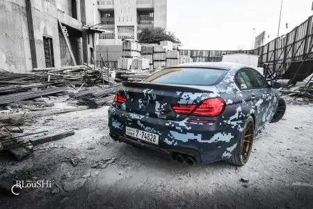 Blue Digital Camouflage Wrap BMW M6 Gran Coupe With ADV.1 Wheels Wallpaper