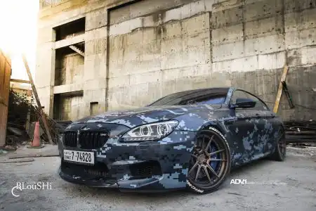 Blue Digital Camouflage Wrap BMW M6 Gran Coupe With ADV.1 Wheels Wallpaper