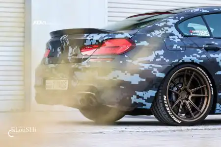 Blue Digital Camouflage Wrap BMW M6 Gran Coupe With ADV.1 Wheels Wallpaper