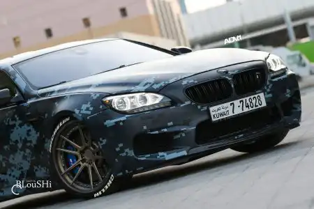 Blue Digital Camouflage Wrap BMW M6 Gran Coupe With ADV.1 Wheels Wallpaper