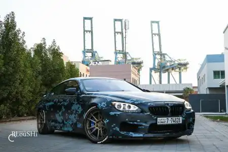 Blue Digital Camouflage Wrap BMW M6 Gran Coupe With ADV.1 Wheels Wallpaper