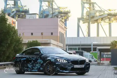 Blue Digital Camouflage Wrap BMW M6 Gran Coupe With ADV.1 Wheels Wallpaper