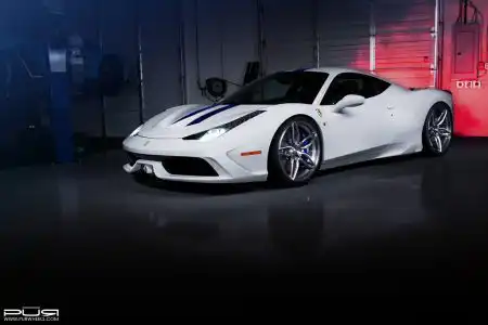 White Ferrari 458 Speciale – PUR Wheels
