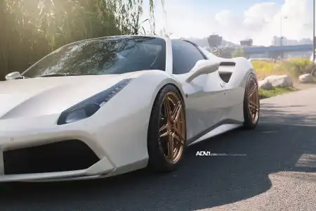White Ferrari 488 GTB With ADV.1 Wheels Wallpaper