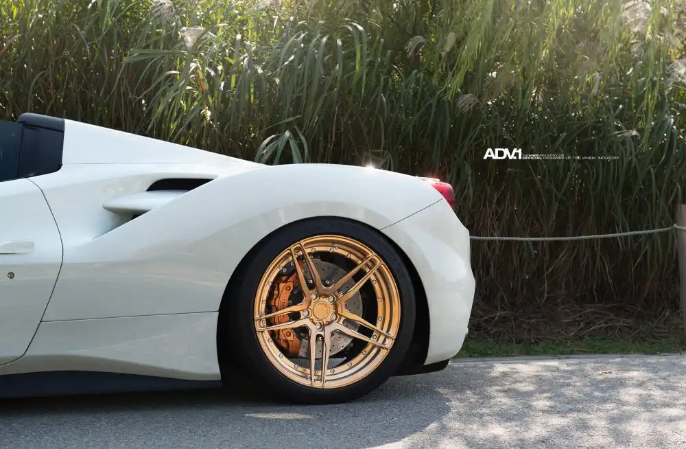 White Ferrari 488 GTB With ADV.1 Wheels Wallpaper