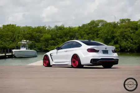 Alpine White Widebody BMW M4 Looks Great On Red Wheels