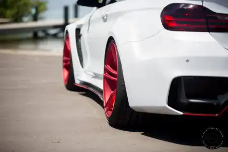 Alpine White Widebody BMW M4 Looks Great On Red Wheels
