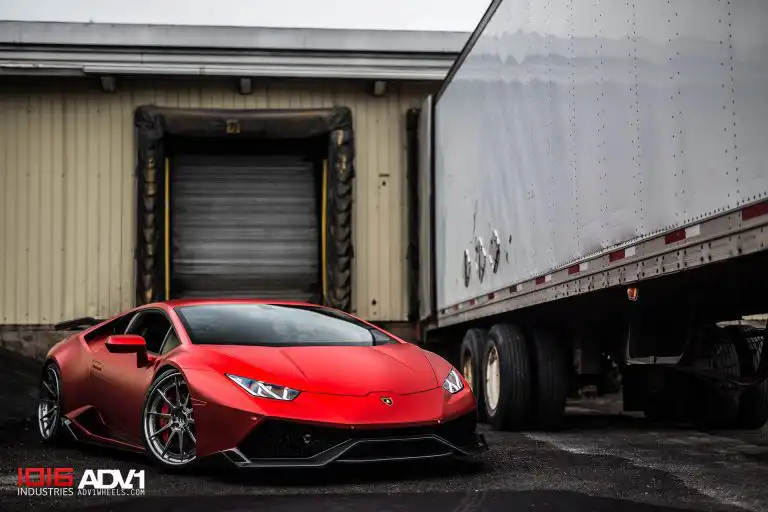 Satin Red Lamborghini Huracán With 1016 Aero And ADV.1 Wheels