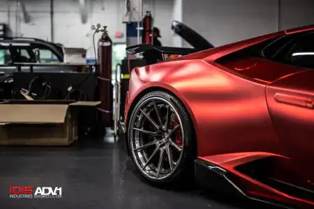Satin Red Lamborghini Huracán With 1016 Aero And ADV.1 Wheels