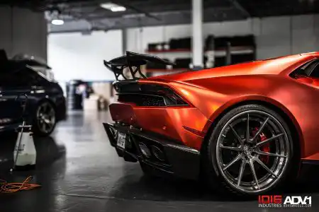 Satin Red Lamborghini Huracán With 1016 Aero And ADV.1 Wheels