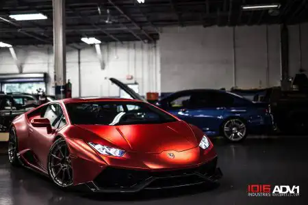 Satin Red Lamborghini Huracán With 1016 Aero And ADV.1 Wheels