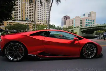 Matte Red Lamborghini Huracán With 1016 Industries Kit And ADV.1 Wheels Wallpaper