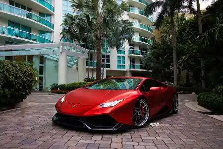 Matte Red Lamborghini Huracán With 1016 Industries Kit And ADV.1 Wheels Wallpaper