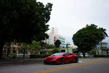 Matte Red Lamborghini Huracán With 1016 Industries Kit And ADV.1 Wheels Wallpaper