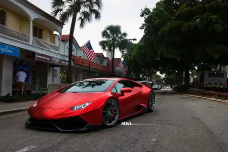 Matte Red Lamborghini Huracán With 1016 Industries Kit And ADV.1 Wheels Wallpaper