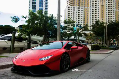 Matte Red Lamborghini Huracán With 1016 Industries Kit And ADV.1 Wheels Wallpaper