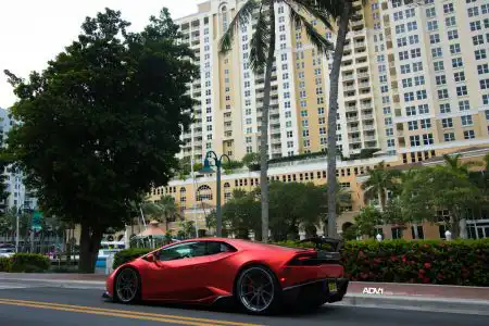 Matte Red Lamborghini Huracán With 1016 Industries Kit And ADV.1 Wheels Wallpaper