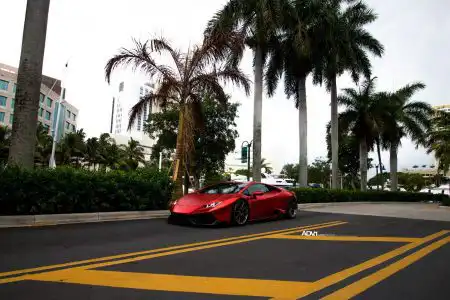 Matte Red Lamborghini Huracán With 1016 Industries Kit And ADV.1 Wheels Wallpaper