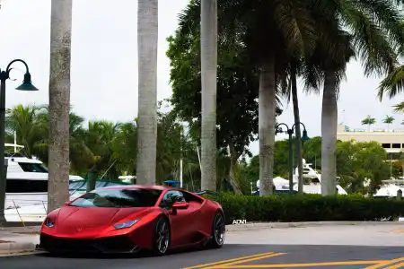 Matte Red Lamborghini Huracán With 1016 Industries Kit And ADV.1 Wheels Wallpaper