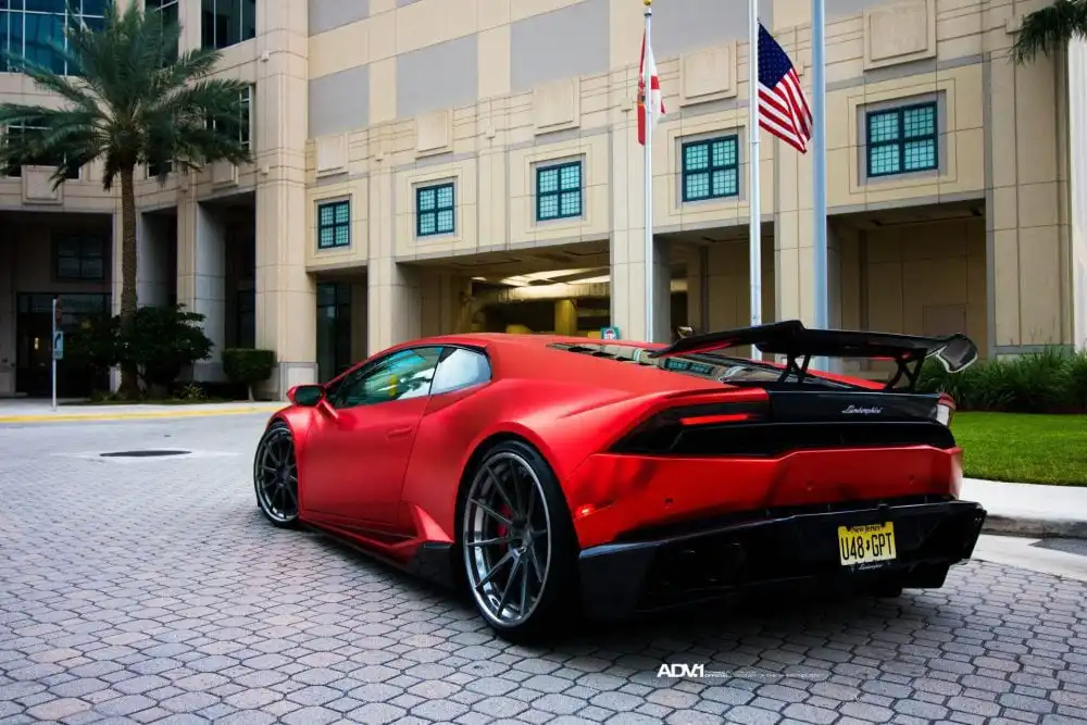 Matte Red Lamborghini Huracán With 1016 Industries Kit And ADV.1 Wheels