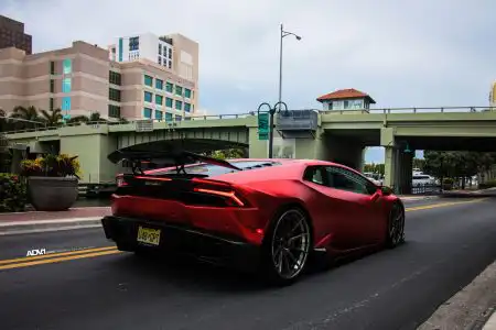 Matte Red Lamborghini Huracán With 1016 Industries Kit And ADV.1 Wheels Wallpaper