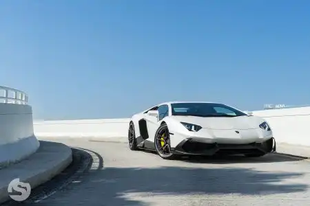 White Lamborghini Aventador 50th Anniversario – ADV.1 Wheels Wallpapers