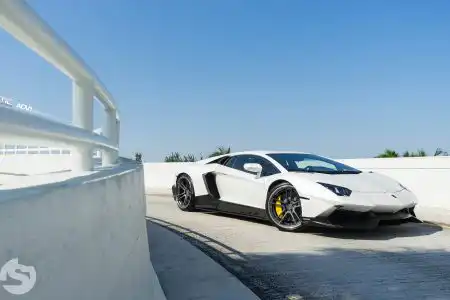 White Lamborghini Aventador 50th Anniversario – ADV.1 Wheels Wallpapersrket-B