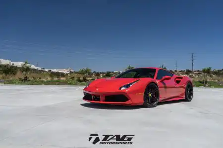 Red Ferrari 488 GTB With HRE P107 Wheels