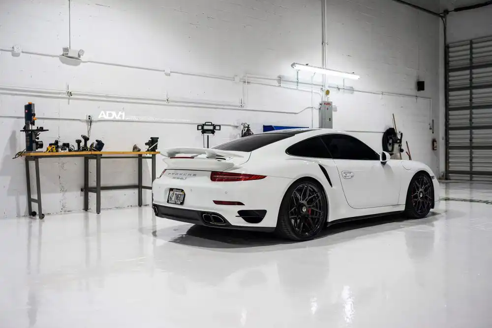 White Porsche 991 Turbo With ADV.1 Wheels