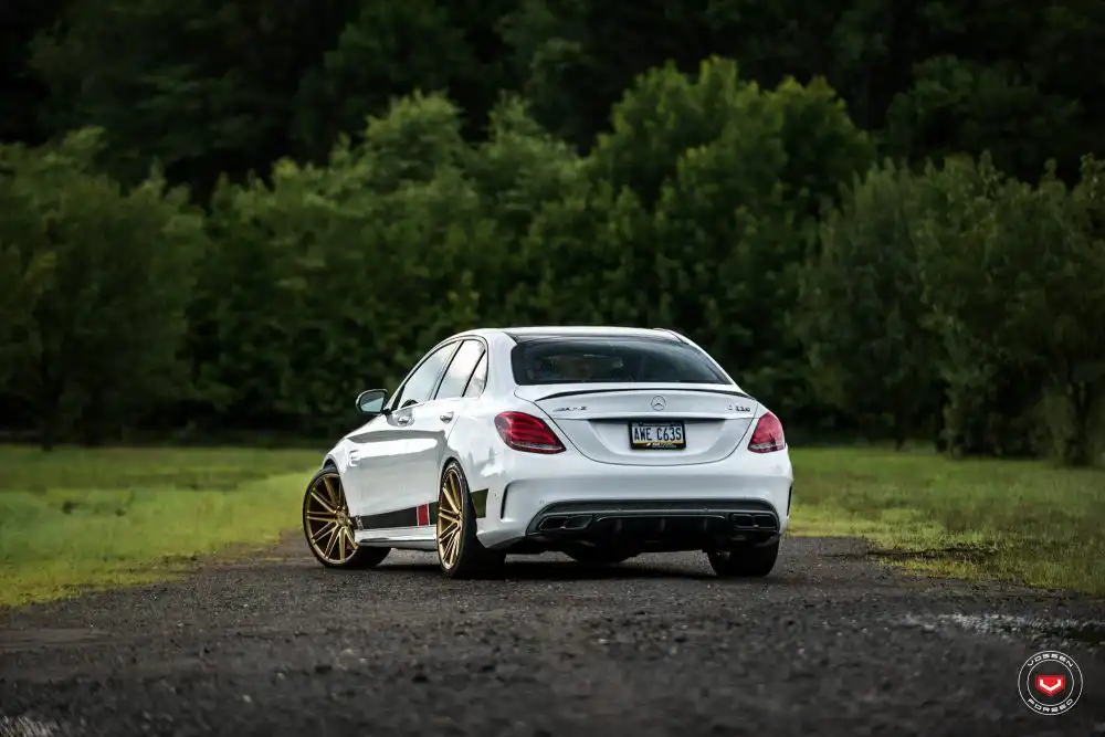 White Mercedes-Benz C63 AMG Gets Vossen Forged Wheels 19 White Mercedes Benz C63 AMG With Vossen Forged Wheels 1