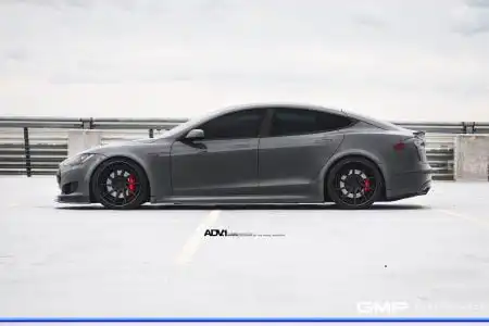 Nardo Gray Tesla Model S With ADV.1 Wheels Wallpaper
