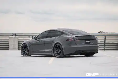 Nardo Gray Tesla Model S With ADV.1 Wheels Wallpaper