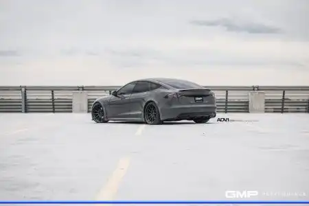 Nardo Gray Tesla Model S With ADV.1 Wheels Wallpaper