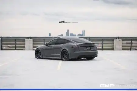 Nardo Gray Tesla Model S With ADV.1 Wheels Wallpaper