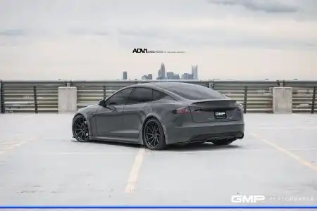 Nardo Gray Tesla Model S With ADV.1 Wheels Wallpaper