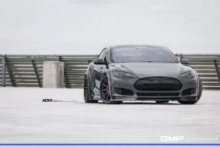 Nardo Gray Tesla Model S With ADV.1 Wheels Wallpaper