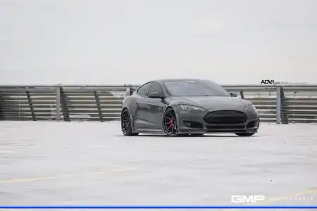 Nardo Gray Tesla Model S With ADV.1 Wheels Wallpaper