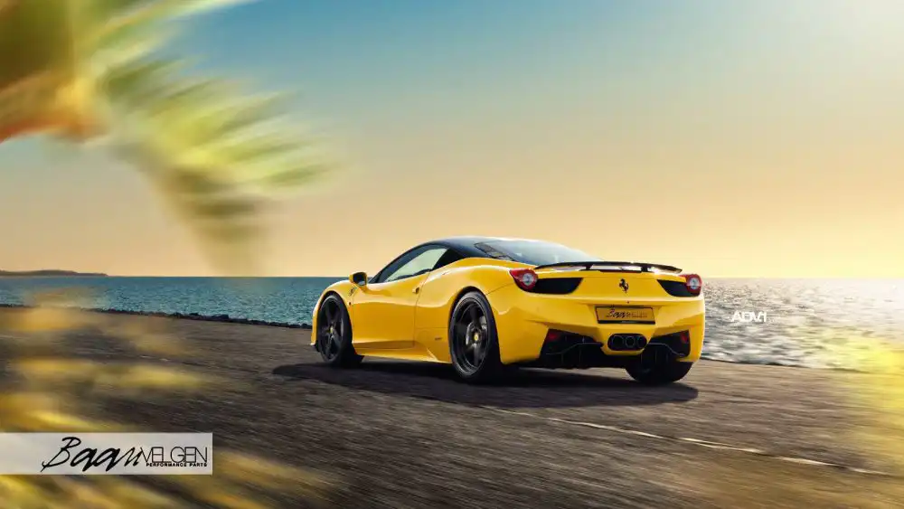 Yellow Ferrari 458 Italia Gets ADV.1 Wheels by Baan Velgen Wallpaper