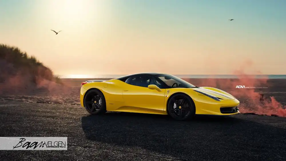 Yellow Ferrari 458 Italia Gets ADV.1 Wheels by Baan Velgen Wallpaper