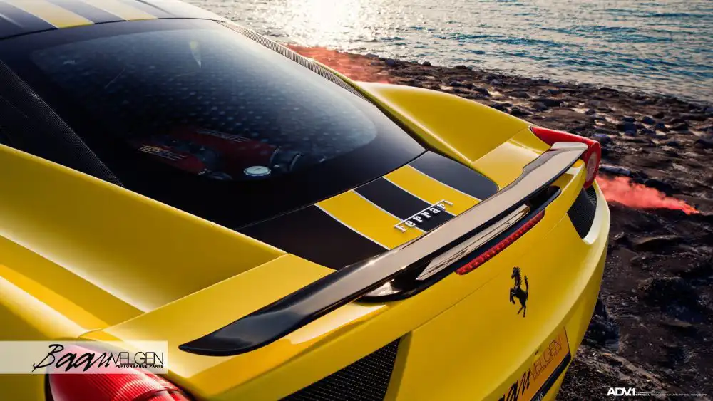 Yellow Ferrari 458 Italia Gets ADV.1 Wheels by Baan Velgen Wallpaper