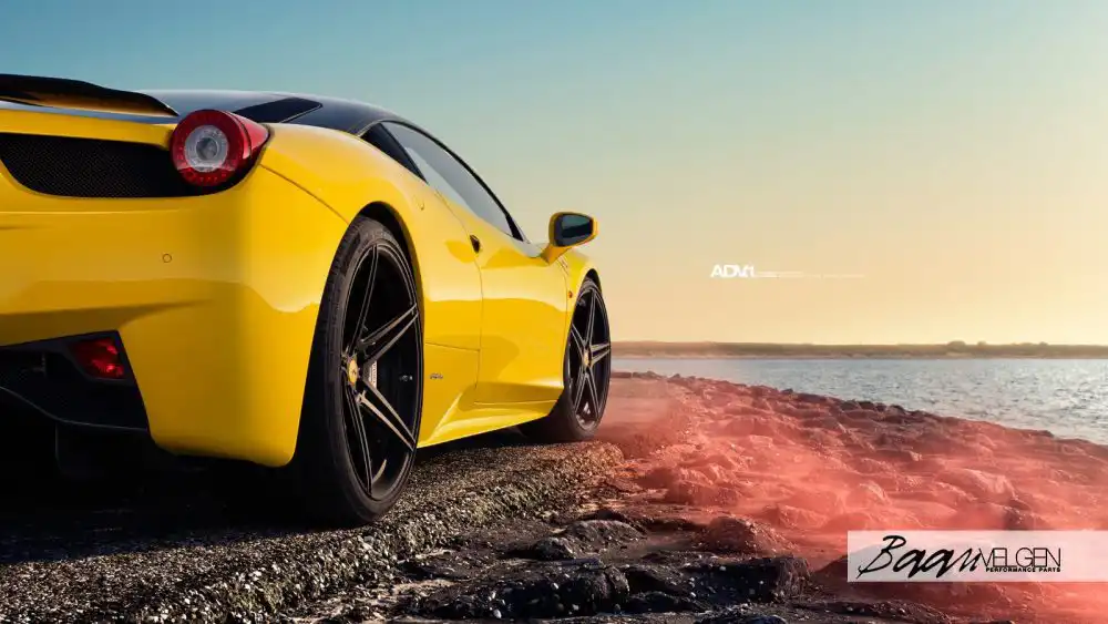 Yellow Ferrari 458 Italia Gets ADV.1 Wheels by Baan Velgen Wallpaper