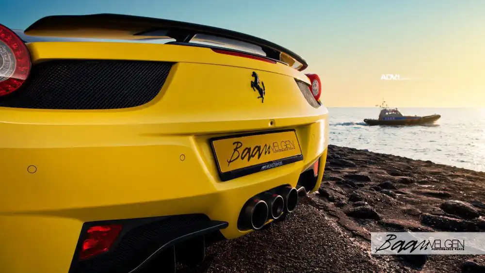 Yellow Ferrari 458 Italia Gets ADV.1 Wheels by Baan Velgen Wallpaper