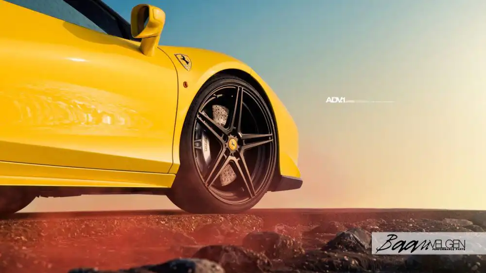 Yellow Ferrari 458 Italia Gets ADV.1 Wheels by Baan Velgen Wallpaper