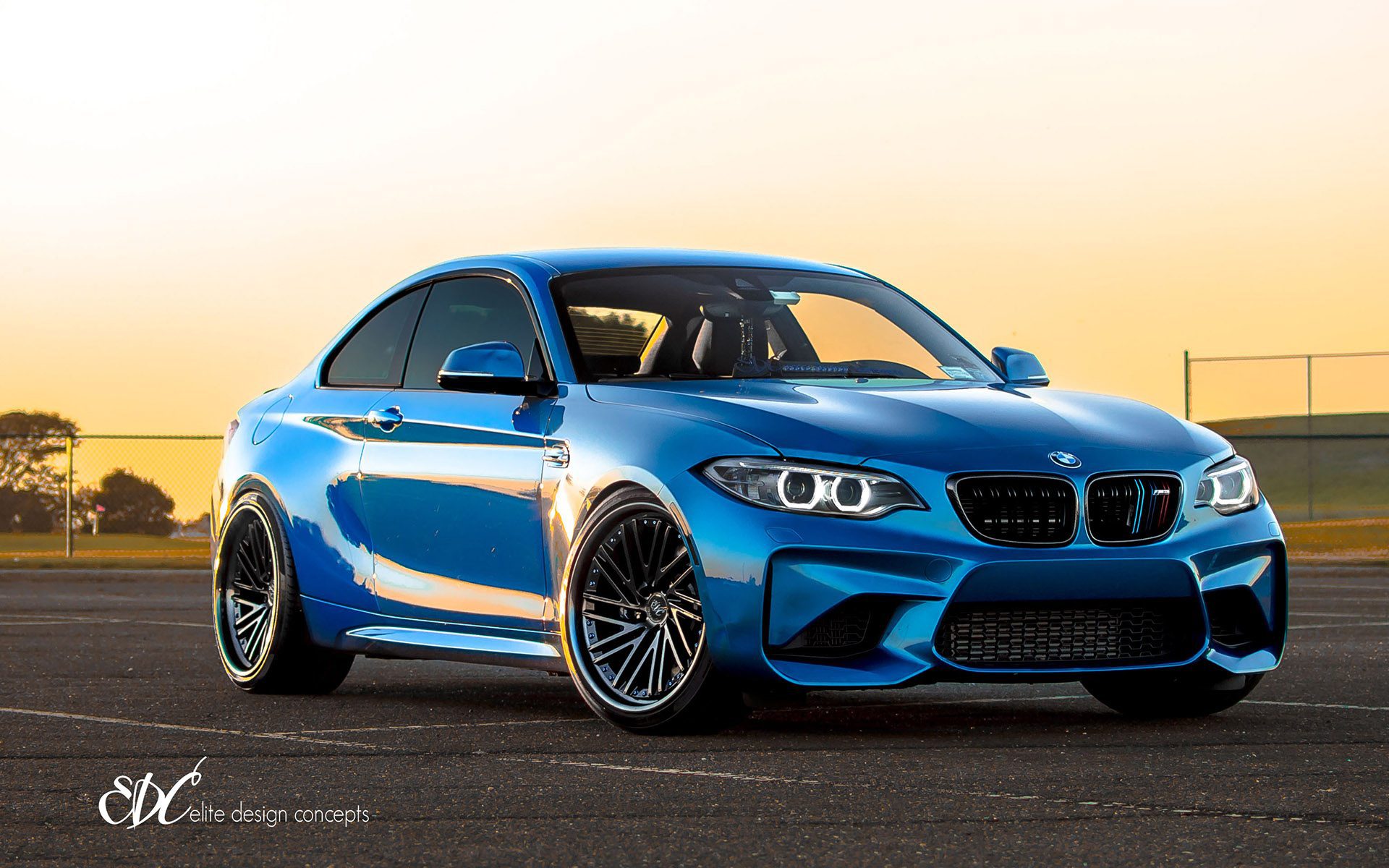Long Beach Blue BMW M2 Upgraded With Carbon Fiber Finished EDC Wheels
